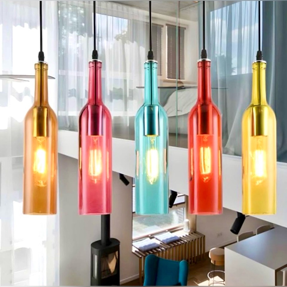 Pendant Chandelier Hanging Bottle Shape Multi Color Light 5 Tier NEW In Box